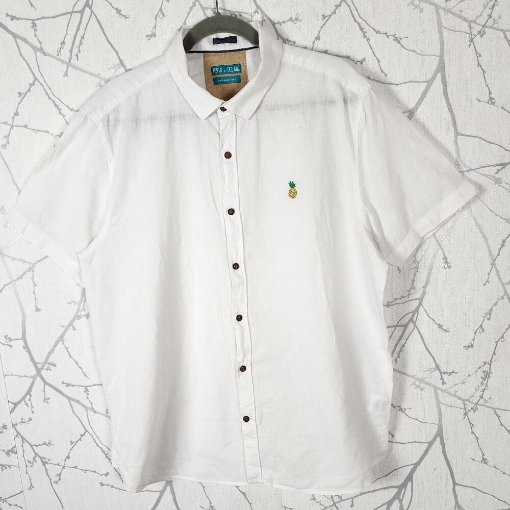 Tenth Ocean White Washable Linen Cotton Blend Shirt